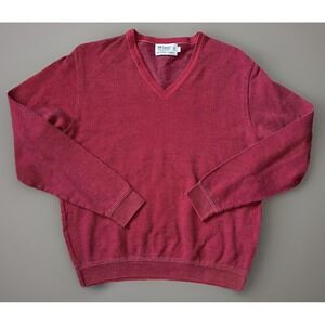 St. Croix Mondo Uomo V Neck Long Sleeve Pullover Sweater Knit USA Red Large JBHS